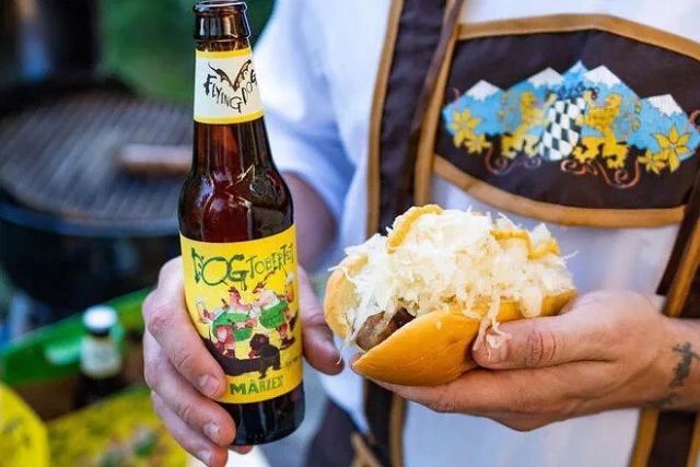 Brewed with 100% imported German ingredients, this quintessential Marzen from @flyingdogbrewery offers malty flavors of caramel and graham cracker sweetness with a finish more crisp and clean than you will be after a few days at d'Wiesn.