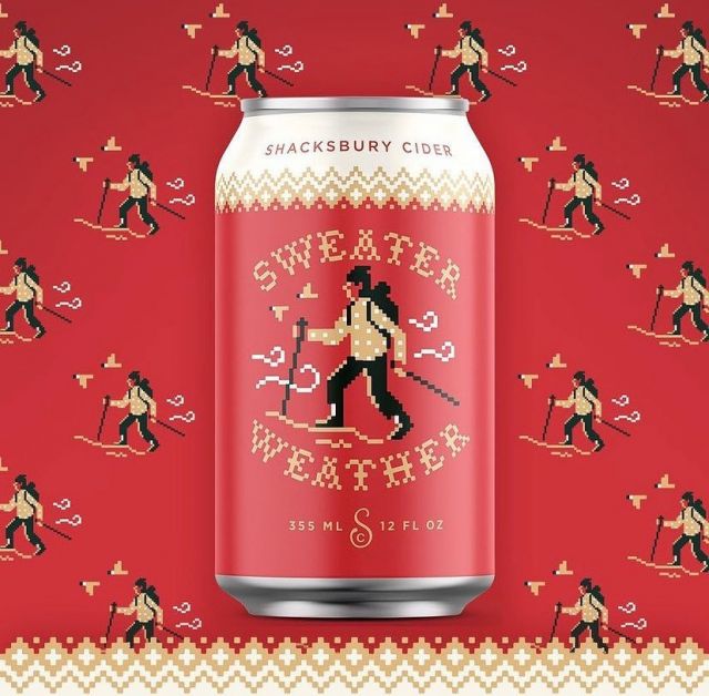 Introducing Sweater Weather! The air is cooling off, leaves are starting to turn, #sweaters are coming out of storage, and @shacksbury made a brand new #barrelaged #cider to celebrate. Aged in Peated Bourbon barrels and sporting warming spices and vanilla, this 8.0% ABV cider is ideally suited to #fall walks, après ski, or quiet contemplation by the #fire 🍁🍁🍁