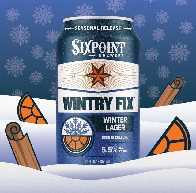 Cooler temps and long nights are back, and it’s got you craving something to warm your bones. @sixpoint Wintry Fix Winter Lager is a malt-forward 5.5% lager balanced by an aromatic blend of cinnamon, clove, orange peel, and star anise for a warming, yet easy-drinking brew.

#winter #winterbeer #coldweather #seasonal